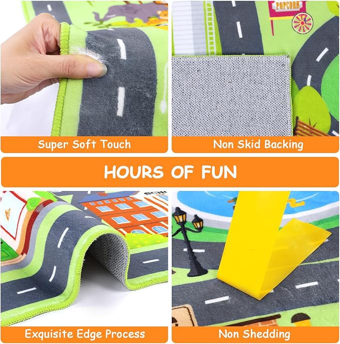 HEBE Kids Play Rug 4'x6' ABC Alphabet Numbers Shapes Educational Kid Area Rug Washable Baby Crawling Mat Non Slip Kid Play Mat Carpet for Girl Boy Bedroom Playroom - LeafyLoom