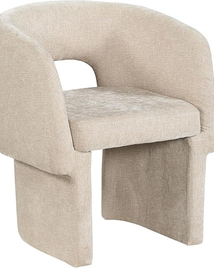 Meridian Furniture Emmet Collection Modern | Contemporary Dining Accent Chair with Rich Fabric, Steel Inner Frame, 26" W x 23.5" D x 30" H, Beige - LeafyLoom