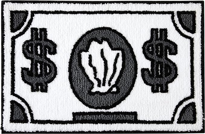 RoomTalks Boho Cute Rugs for Bathroom Kitchen Dorm Bedroom Aesthetic, 2x3 Small Area Rugs Throw Carpet, Black and White Funky Trendy Cool Bath Mat Non Slip Washable Cartoon Kids Bathroom Rugs Decor - LeafyLoom