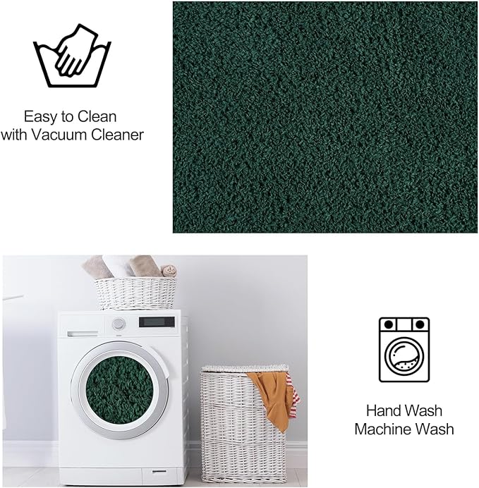 Area Rugs for Bedroom Living Room, 7x10 Dark Green Super Soft Comfy Thickened Memory-Foam Indoor Carpets, Modern Aesthetic Minimalist Carpet for Boys Girls Adults Apartment Nursery Home Décor - LeafyLoom