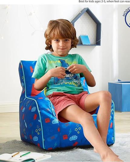 Idea Nuova Disney Mickey Mouse Kids Nylon Bean Bag Chair with Piping & Top Carry Handle, Large - LeafyLoom