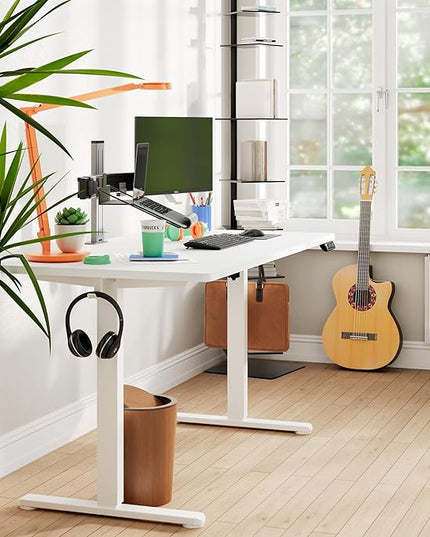Monomi Electric Standing Desk, 55 x 24 inches Height Adjustable Desk, Ergonomic Home Office Sit Stand Up Desk with Memory Preset Controller (White Top/White Frame) - LeafyLoom