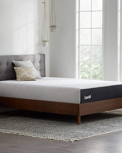 LUCID 12 Inch Memory Foam Mattress - Medium Feel - Memory Foam Infused with Bamboo Charcoal - Gel Infusions - CertiPUR-US Certified - Breathable - King - LeafyLoom