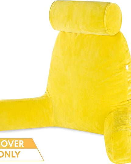 Husband Pillow XXL Cover Aspen - Reversible Micro Plush to Microsuede - Side and Back Pockets for The XXL Bed Rest Pillow - Convenient Handle for Carrying, Gold Rush - LeafyLoom