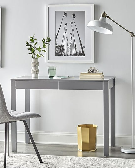 Target Marketing Systems Gabby Home Office, Study Room, Vanity or Bedroom, Computer 2 Drawers, Contemporary Style Desk with Storage, 40” x 20”, Charcoal - LeafyLoom