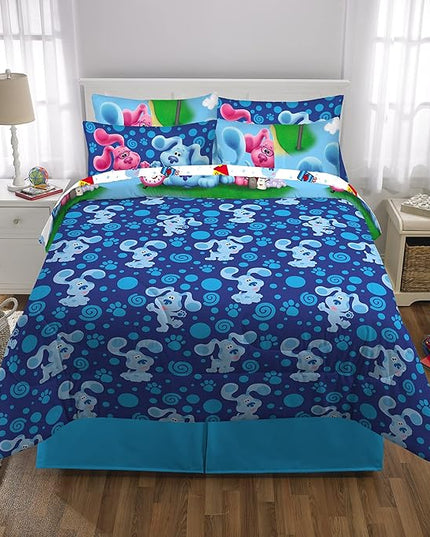 Franco Kids Bedding Super Soft Comforter and Sheet Set with Sham, 7 Piece Full Size, Blues Clues - LeafyLoom