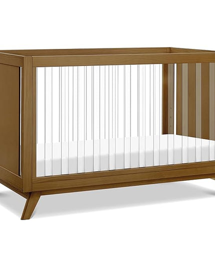 DaVinci Otto 3-in-1 Convertible Crib in Walnut with Acrylic Slats, Greenguard Gold Certified - LeafyLoom
