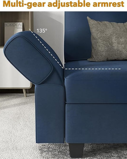 Modular Sectional Sofa, Convertible Sectional Couches for Living Room L Shaped Sofa Couch with Storage Ottoman, High Supportive 6 Seats Reversible Sectionals 113'' with Chaise, Dark Blue - LeafyLoom