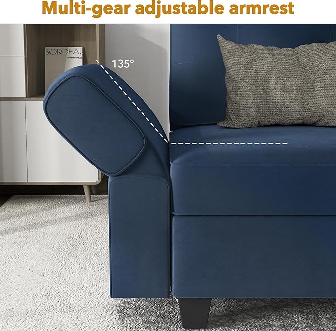 Modular Sectional Sofa, Convertible Sectional Couches for Living Room L Shaped Sofa Couch with Storage Ottoman, High Supportive 6 Seats Reversible Sectionals 113'' with Chaise, Dark Blue - LeafyLoom