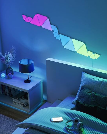 Nanoleaf Shapes Triangles and Mini Triangles WiFi and Thread Smart RGBW LED Dimmable Gaming and Home Decor Wall Lights Smarter Kit (17 Pack) NANOLEAF