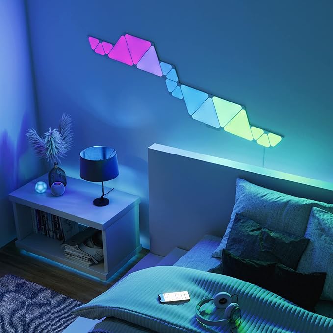 Nanoleaf Shapes Triangles and Mini Triangles WiFi and Thread Smart RGBW LED Dimmable Gaming and Home Decor Wall Lights Smarter Kit (17 Pack) NANOLEAF