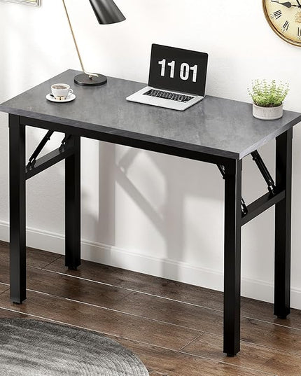 Need Small Computer Desk 31.5 inches Folding Table No Assembly Sturdy Small Writing Desk Folding Desk for Small Spaces, Grey AC5-8040-LB - LeafyLoom