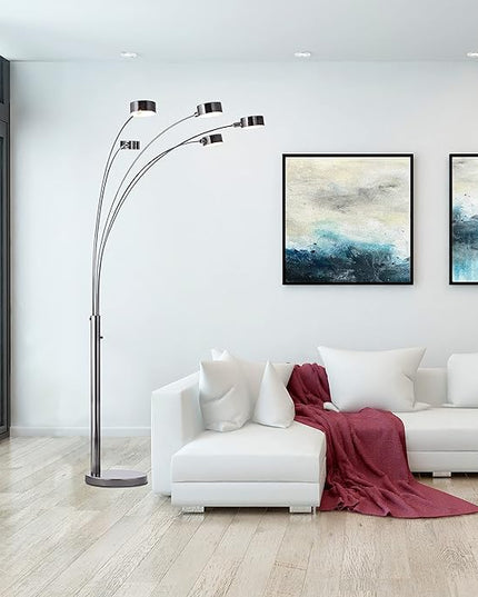 Artiva USA Micah - 5 Arc Floor Lamp w/Dimmer Switch, 360 Degree Rotatable Shades - Bright & Attractive, Brushed Black Nickel - LeafyLoom