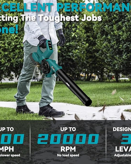 Leaf Blower, Cordless Leaf Blower for Makita 18V Battery, 3 Speed Modes Up to 200MPH, 270° Rotatable Electric Leaf Blower with 4 Blowing Nozzles for Lawn Care and Yard(Battery Not Included) - LeafyLoom