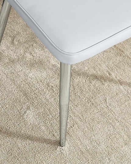 NicBex Dining Chairs Set of 6 Modern Faux Leather High Back Dining Chair Dining Room Kitchen Chairs with Silver Metal Legs,Chairs for Dining Room, Kitchen,Living Room, and Restaurants,White - LeafyLoom