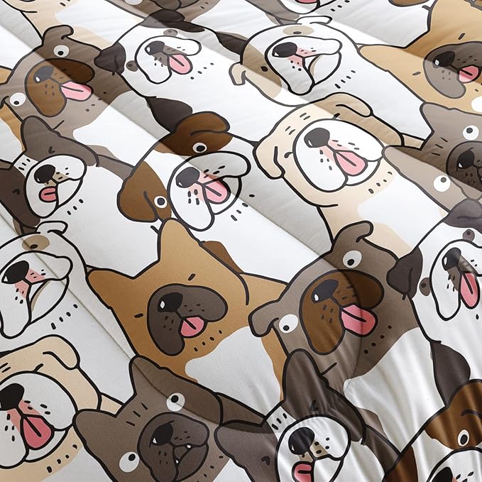 Kawaii Dog Comforter Queen Size,Dogs Comforter Set for Kids Teens Girls Boys,3Pcs Bedding Set Printed Comforter with 2 Pillowcases,Down Alternative,Soft and Lightweight，Queen Size - LeafyLoom