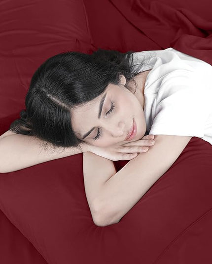 Utopia Bedding Queen Bed Sheets Set - 4 Piece Bedding - Brushed Microfiber - Shrinkage and Fade Resistant - Easy Care (Queen, Red Burgundy) - LeafyLoom