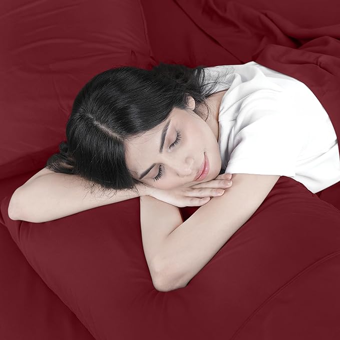 Utopia Bedding Full Bed Sheets Set - 4 Piece Bedding - Brushed Microfiber - Shrinkage and Fade Resistant - Easy Care (Full, Red Burgundy) - LeafyLoom