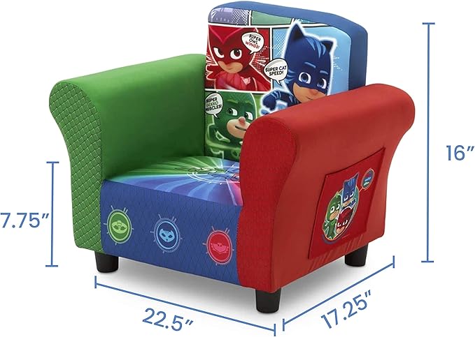 Delta Children Colorful Kids Upholstered Chair, Pj Masks - LeafyLoom