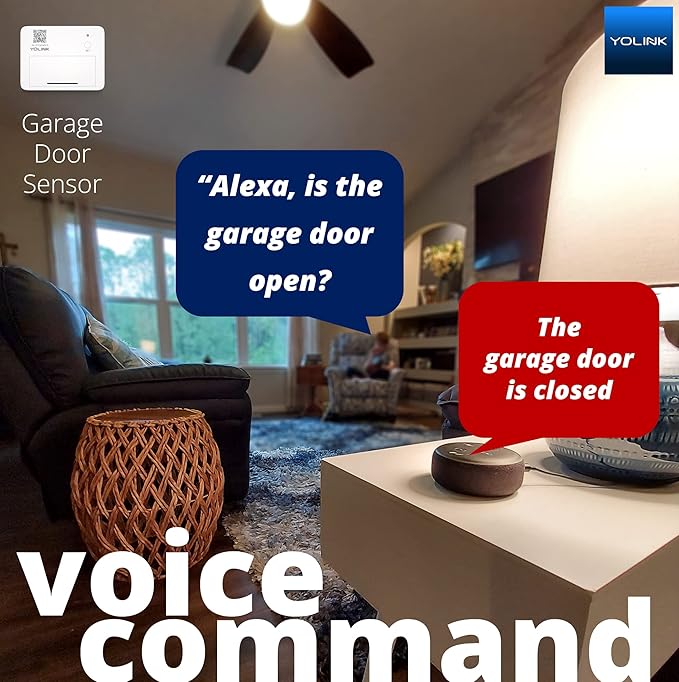 YoLink Smart Garage Door Sensor, Garage Door Position Sensor with Door Left-Open Reminders, Alexa, Google, IFTTT, Home Assistant (Hub Required) YoLink