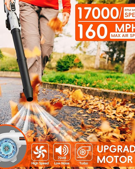 Leaf Blower Cordless - Electric Cordless Leaf Blower with 2 Batteries and Charger, 3 Speed Modes & 3 Blowing Nozzles, 20V Battery Powered Mini Leaf Blowers for Lawn Care, Patio, Indoor - LeafyLoom