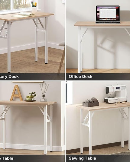 Need Small Desk 31 1/2" No Assembly Foldable Writing Table,Sturdy and Heavy Duty Folding Computer Desks for Small Space/Home Office/Dormitory AC5AW(80 * 40) - LeafyLoom