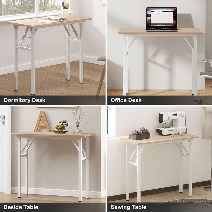 Need Small Desk 31 1/2" No Assembly Foldable Writing Table,Sturdy and Heavy Duty Folding Computer Desks for Small Space/Home Office/Dormitory AC5AW(80 * 40) - LeafyLoom