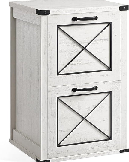 VASAGLE File Cabinet, Filing Cabinet with 2 Drawers, Printer Stand, Fit A4, Letter Size, Hanging File Folders, Modern Farmhouse Style, for Home Office, Study, Rustic White UOFC048T73 - LeafyLoom