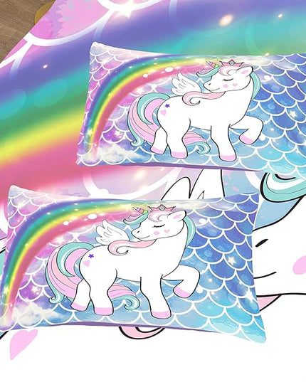 Tailor Shop Unicorn Comforter Sets Twin Size,Blue Unicorn Bedding Sets for Girls Kids Teens with 1 Pillowcase…… - LeafyLoom