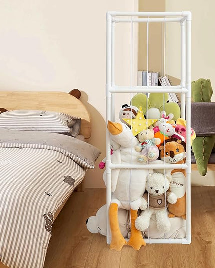 X-Large Stuffed Animal Zoo Storage Holder Stuffed Animal Storage Display Ideas PVC Plush with Bottom Net Toy Organizer Shelf Zoo Storage Cage for Doll Room Gift Play Room Nursery - LeafyLoom