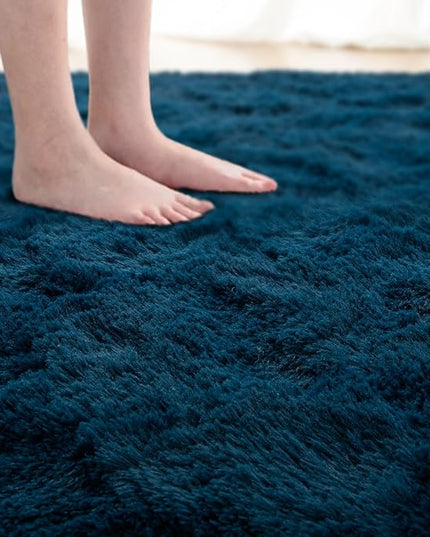 Softlife Rug for Living Room 6x9 Feet Area Rug for Bedroom Super Soft Shaggy Rugs for Kids Room Fluffy Fuzzy Carpets Long Plush Bedside Rug Nursery Christmas Home Decoration for Boys Girls, Navy Blue - LeafyLoom