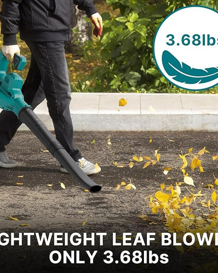 Leaf Blower Cordless with 2 * 20V Battery and Charger,2 Speed Levels, Electric Lightweight Leaf Blowers for Lawn Care, Yard, Sidewalk and Snow Blowing, Non-Slip Hand Blower - LeafyLoom