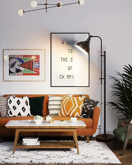 Industrial Floor Lamp, 3 Color Temperature Rustic Floor Lamps in Aged Bronze, Adjustable Height&Head Standing Reading Lamp Farmhouse Lamp - LeafyLoom