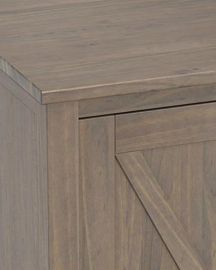 SIMPLIHOME Ela SOLID WOOD Wide Transitional Media Stand for TVs up to 60 inches for The Living Room and Entertainment Center, 53 inch, Smoky Brown - LeafyLoom