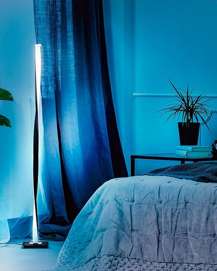 Brightech Helix Modern Color Changing LED Floor Lamp - 48” Tall Lamp with RGB Color Gradient and Contemporary Twisting Column Pole - Corner or End Table Standing Lamp - Built-in NO APP - Black - LeafyLoom