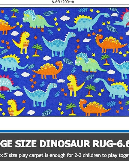 Capslpad Blue Dinosaur Kids Play Rugs for Boys Bedroom Colourful Cartoon Dinosaur Decor Kids Area Rug Non-Slip Washable Dinosaur Carpet Rugs for Kids Room,Playroom,Nursery Room Decor,5'×6.6' - LeafyLoom