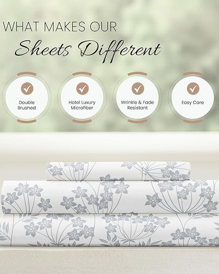 Linen Market 3 Piece Twin Bedding Sheet Set (Light Blue Floral) - Sleep Better Than Ever with These Ultra-Soft & Cooling Bed Sheets for Your Twin Size Bed - Deep Pocket Fits 16" Mattress - LeafyLoom