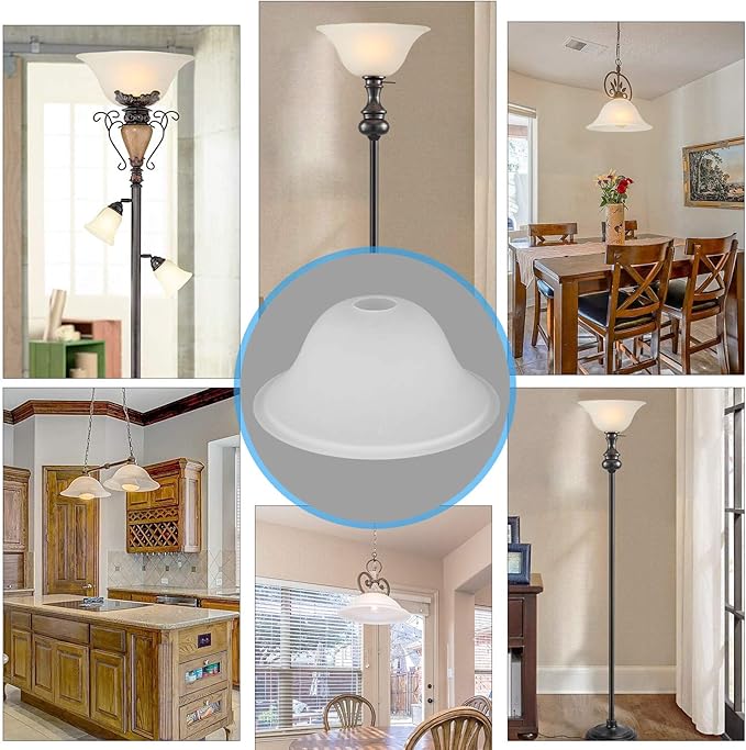 Giluta Small Floor Lamp Glass Shade Replacement Globe -Fitting Opening 1.625" Modern Frosted Style Light Fixture Shade, Height: 4.13 inches, Width: 9.45 inches. Lipless - LeafyLoom