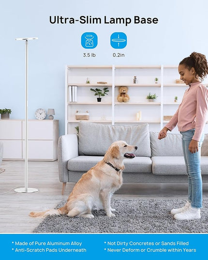 TROND Floor Lamp, Bright Sunlight Lamp, LED Torchiere Standing Light Dimmable, Modular 71-inch Tall Aluminum Pole with Adjustable Height, 5500K Natural Daylight, 30 Mins Timer for Living Room Bedroom - LeafyLoom