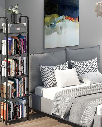 Bookshelf Storage Shelf Bookcase Freestanding Storage Stand for Living Room, Bedroom, Kitchen Rust Resistance Easy Assembly Free Combination Multi-Functional Organizer (5 Tiers, Black) - LeafyLoom