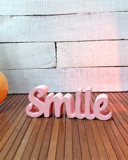 Smile – Peach, Aesthetic table decor for home or office, desk or Shelf. Quirky room decoration showpiece, ideal for birthday gift, corporate gift, and inspiring wall decor - LeafyLoom