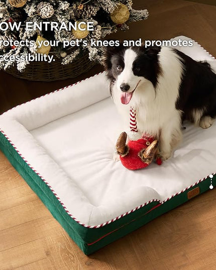 Bedsure Orthopedic Dog Bed for Large Dogs - Big Washable Dog Sofa Beds Large, Supportive Foam Pet Couch Bed with Removable Washable Cover, Waterproof Lining and Nonskid Bottom, Green BEDSURE