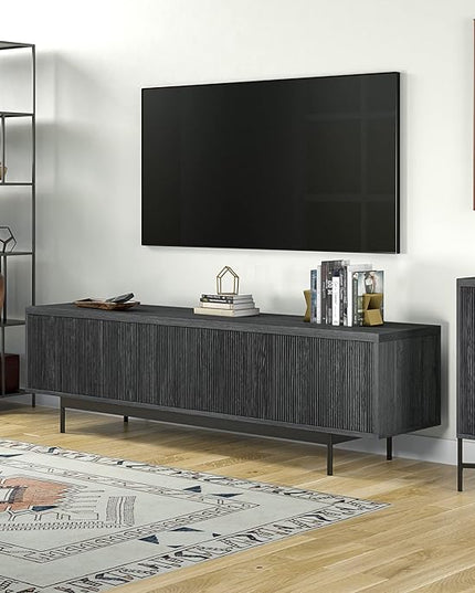 Henn&Hart Whitman TV Stand, 70" Wide, Dark Gray - LeafyLoom