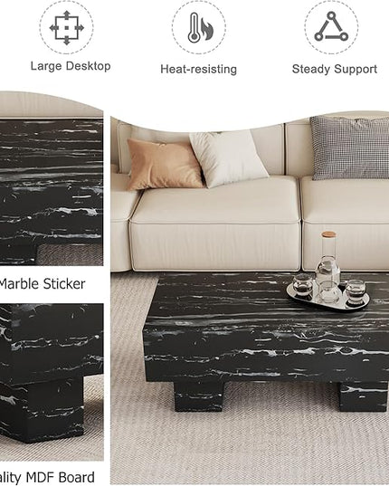NicBex 43.3Inch Rectangular Dining Table,Minimalist Kitchen Table with Black and White Patterns Tabletop for 4 to 6,Modern Coffee Table,Dining Room Table for Kitchen,Small Space and Living Room,Black - LeafyLoom