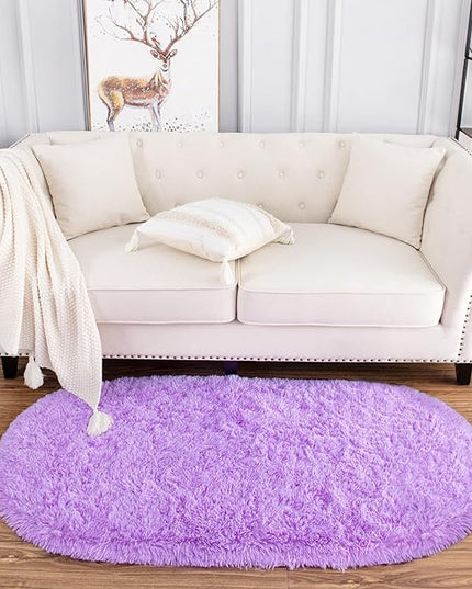 Noahas Ultra Soft Fluffy Bedroom Rugs Kids Room Carpet Modern Shaggy Area Rugs Home Decor 2.6' X 5.3', Purple - LeafyLoom