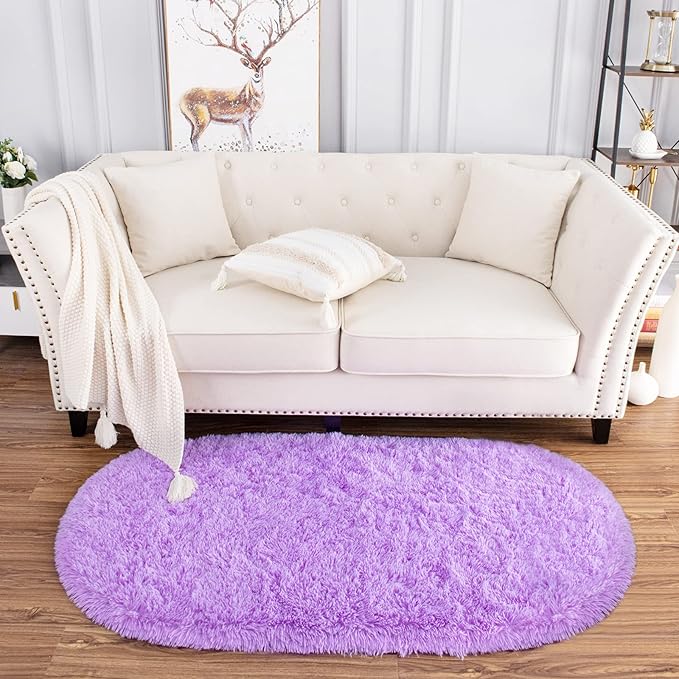 Noahas Ultra Soft Fluffy Bedroom Rugs Kids Room Carpet Modern Shaggy Area Rugs Home Decor 2.6' X 5.3', Purple - LeafyLoom