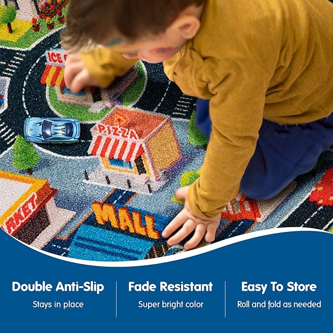 Car Mat for Kids Toy Cars 59X79 Inch Kids Rug,Car Rug Play Mat for Kids,Play Rug for Kids Playroom Bedroom,Road Traffic Kids Play Area Rug Non-Slip Backing, Kids Carpet Playmat Toddler Boys,Children - LeafyLoom