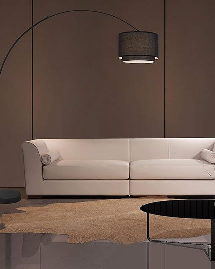 Modern 81" Arc Tall Living Room-Stand Up Arching Drum Shade Large Floor Lamp for Dinning/Bedrooms-Corner Lamp for Office Lighting Black - LeafyLoom