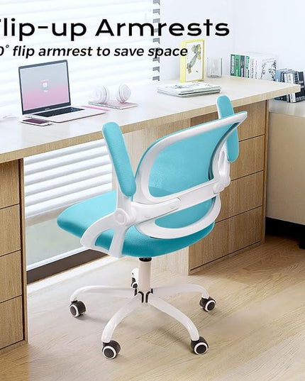 KERDOM Office Chair, Ergonomic Desk Chair, Mesh Computer Chair Height Adjustable, Comfy Swivel Task Chair with Wheels and Flip-up Arms - LeafyLoom