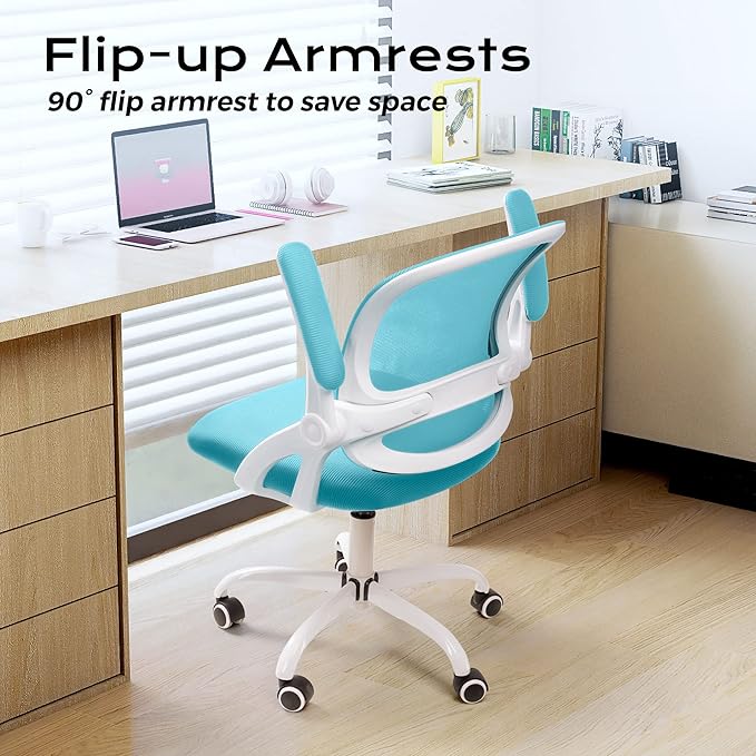 KERDOM Office Chair, Ergonomic Desk Chair, Mesh Computer Chair Height Adjustable, Comfy Swivel Task Chair with Wheels and Flip-up Arms - LeafyLoom